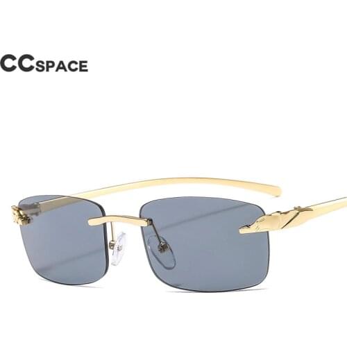 46299 Rimless Leopard Head Small Square Sunglasses Men Women Fashion Shades UV400 Vintage Glasses