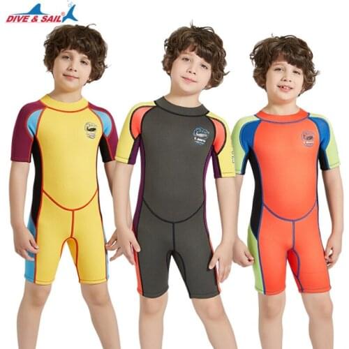 2021 NEW ARRIVAL DIVE & SAIL ONE PIECE KIDS GIRLS BOYS SHORT SLEEVES WARM WETSUIT DIVING SUIT SURFING SWIMWEAR UPF 50+ 18814