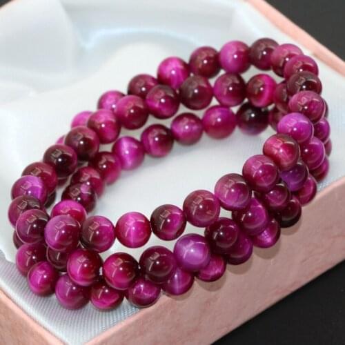 New fashion design natural red tiger stone semi-precious 6mm beaded multilayer bracelets round beads 3 rows jewelry B2797