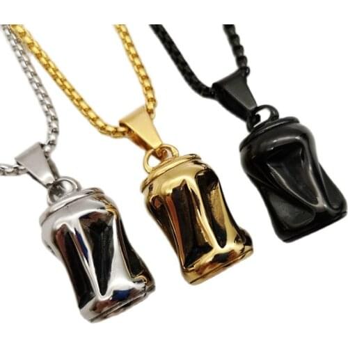 New plated black/gold/silver color pull can pendant necklace stainless steel hip hop pop top can necklace hip hop jewelry