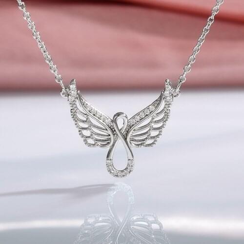 JK New Trendy Flying Angel Wing Shape Women Necklace Romantic Anniversary Girl Gift Delicate Female Pendant Necklace Jewelry