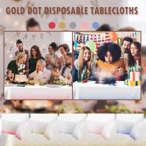 Plastic Tablecloths Gold Dot Disposable Tablecloths Home Decorative Party Festival Birthday Party Dot Dining Table Cover