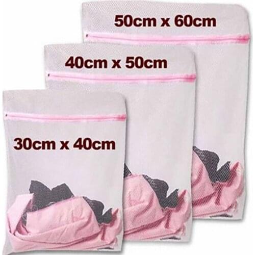 3 Size Zippered Mesh Laundry Wash Bag Lingerie Bra Socks Underwear Washing Machine Bag Household Foldable Clothes Storage Net