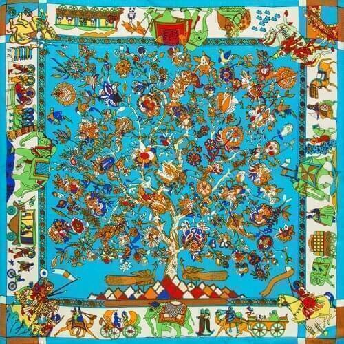 Natural Silk Scarf Women Bandana Female Tree Hair Scarf for Women Silk Headband Womens Square Silk Neck Scarf Face Mask Scarf