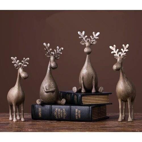 Resin Statue Home Decoration Accessories Modern Deer Desk Decoration Christmas Decorations Figurines