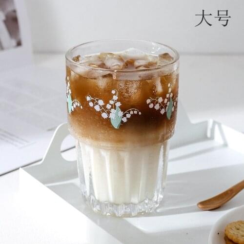 258/330ml Valley Flower Glass Mug Milk Coffee Mug Glass Mug Cup Water Tea Cup Drinks Home Office Cup For Fruit Juice