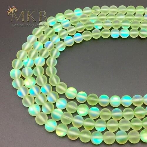 A+ Light Green Frosted Austria Crystal Round Beads For Jewelry Making 6 8 10 12mm Glitter MoonStone Beads Diy Bracelet Wholesale