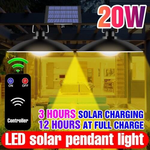 Outdoor Led Solar Pendant Light LED Camping Lamp 15W 20W 25W 30W Emergency Lamp With Solar Panel Hanging For Garden Courtyard