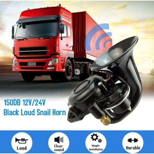 Universal 12V/24V 120DB Loud Single Trumpet Snail Air Horn Siren Waterproof Speaker Universal for Car Truck Bus Van