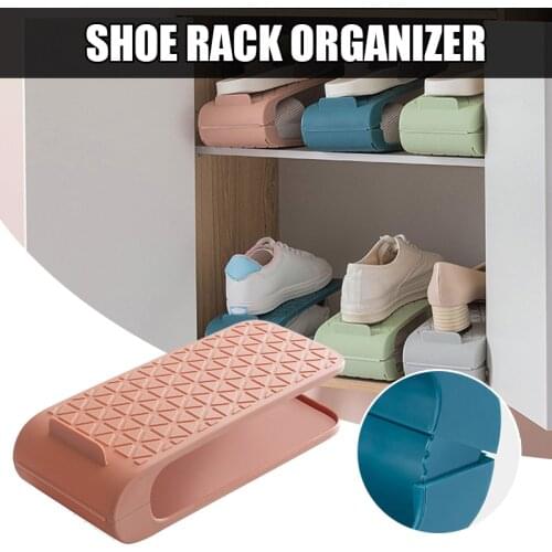 V Shape Shoe Slot Organizer Adjustable Double Layer Stack Shoe Rack No Assembly Require Space Saving Storage Rack Holder D1