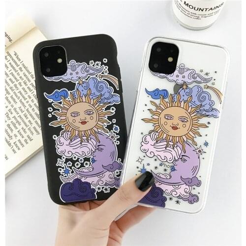 Funny Sun Moon Face Clear Phone Case For iPhone 11 Pro Max X XS XR Xs Max Soft TPU Silicone Back Cover For iPhone 6 6s 7 8 Plus