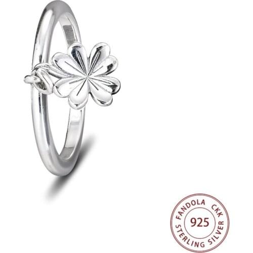 100% 925 Sterling Silver Hanging Clover Ring Decorate Finger Rings for Women Wedding Earings Fashion Jewelry anillos Wholesale