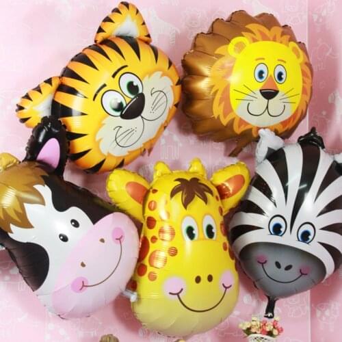 1pcs tiger zebra cow animal head latex helium balloon birthday party decoration kids forest theme party decoration ball happy