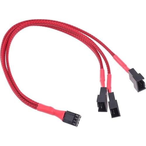 1Pc Red Computer Fan Line 1 To 3 Way 4Pin PWM Fan HUB Hub Fan Extension Cable