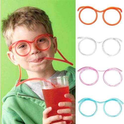 1PC Funny Soft PVC Straw Glasses Kids Party Supplies Flexible Drinking Straws Bar Supplies Accessories