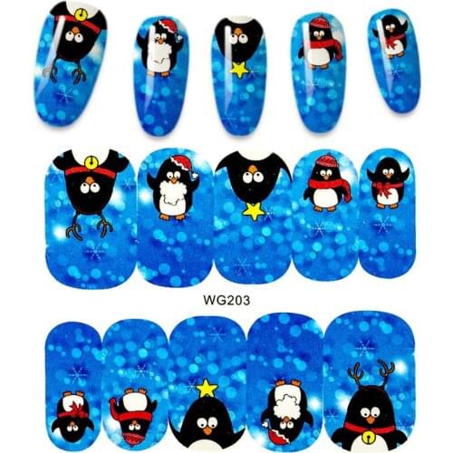 10 Design Christmas Water Transfer New Years Snowflakes Penguin Stickers For Nails Decorations Decals New Years Stickers