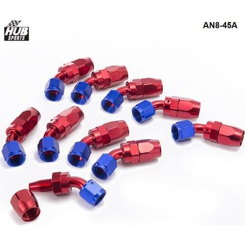 10PCS/LOT 45 Degree High Performance AN8 Hose End Fitting Aluminum Oil cooler hose fitting Q HU-AN8-45A