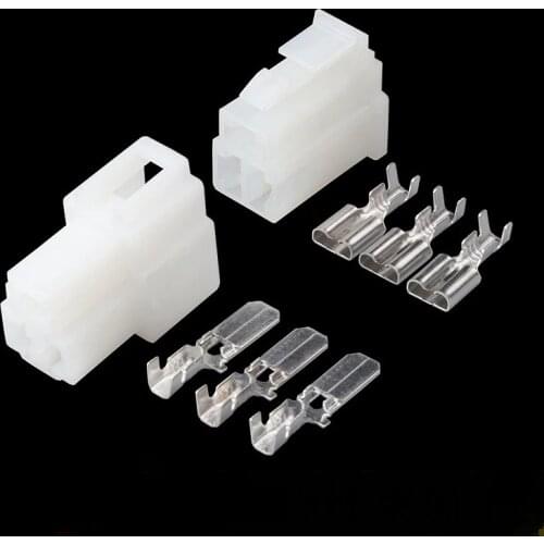 100 Sets 3 Hole 6070-3481 6070-3471 Auto Wire Harness Connector 6.3mm Electrical Socket With Terminals DJ7032A-6.3-11/21