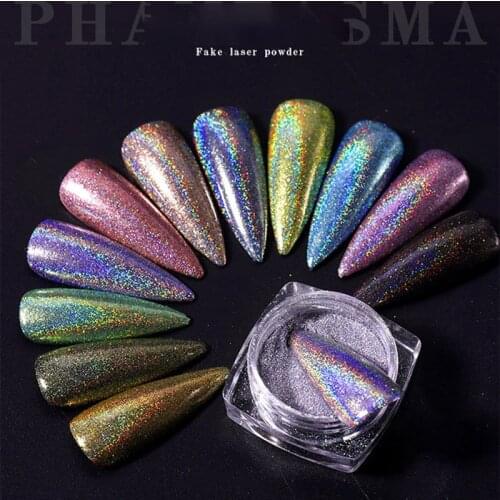 1Jar Extra Fine Glitter 3g-0.1MM (004inch) Holographic Laser Silver/Gold Shining Ultra Fine Nail Glitter Dust Glitter Powder H