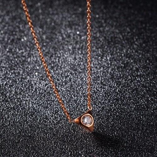 2020 Girls Best Jewelry Rose Gold Color Clavicle Necklaces For Women Romantic Cubic Zircon Necklaces Pendants For Female