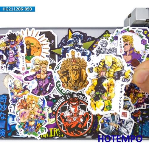 50pcs Anime Bizarre Adventure Mix Pattern Sticker Pack for DIY Phone Laptop Suitcase Skateboard Pad Case Cartoon Decals Stickers