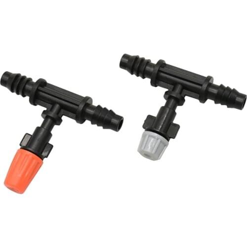 Garden water Fog sprinkler nozzle With 3/8" Tee Connector fog Hanging nozzle T type Greenhouse sprinkler 50 Pcs