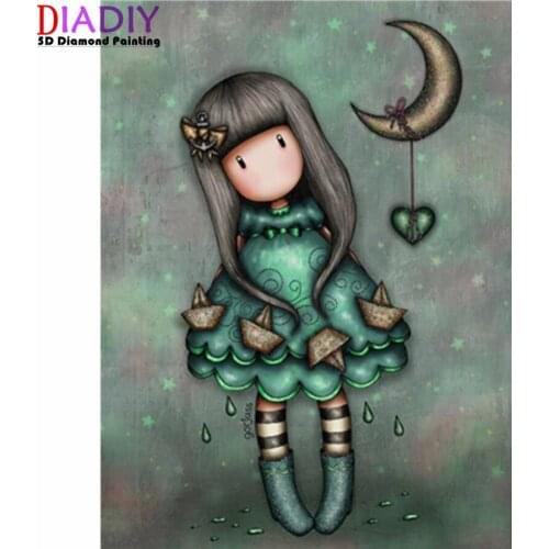 5D Diamond Painting Cartoon Girl Picture Full Square/Round Diamond Embroidery Cross Stitch Gift Kits Home Decor