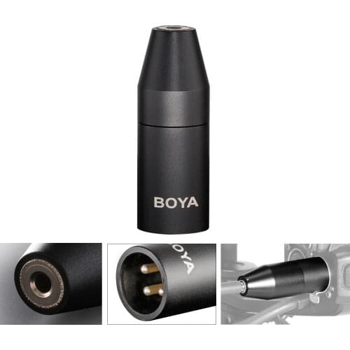 BOYA 35C-XLR PRO 3.5mm(TRS) Mini-Jack Female Adapter to 3-pin XLR Male Connector with Phantom Power