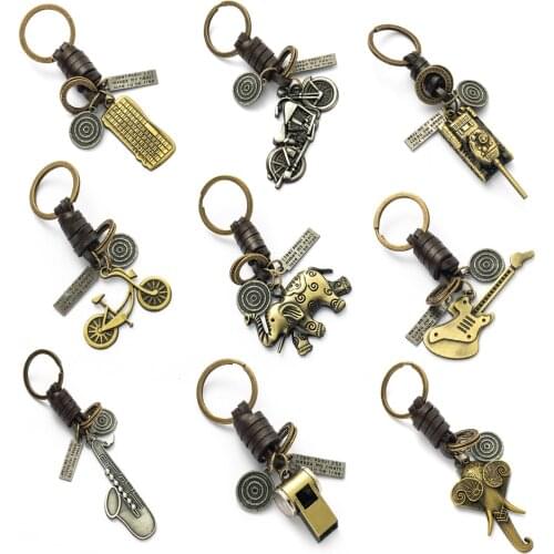 Classic keyboard guitar bike elephant flut shape series brass Kpop keychains car keychain for women man and family accessories