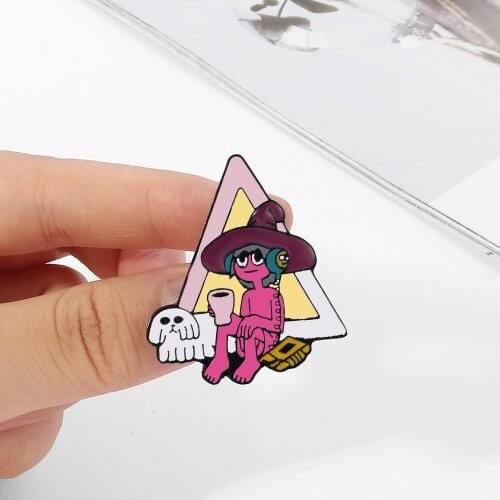 The Midnight Gospel brooch Fantasy Animation Girl dog Enamel Pins Witchcraft Lapel Animal Badge triangle Jewelry Gift Fan Friend