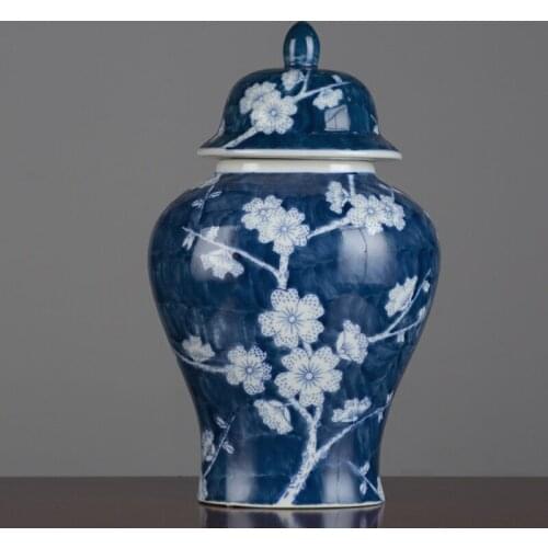 Jingdezhen Ceramic Rich Blue And White Porcelain Flower Arrangement New Chinese ceramic Pot Living Room Ornaments porcelain jar