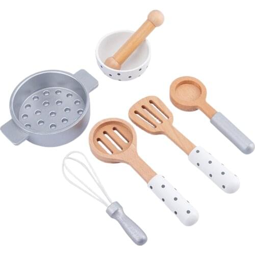 6pcs / Set Wooden Kitchen Utensils Pretend Play Kitchen Food Cooking