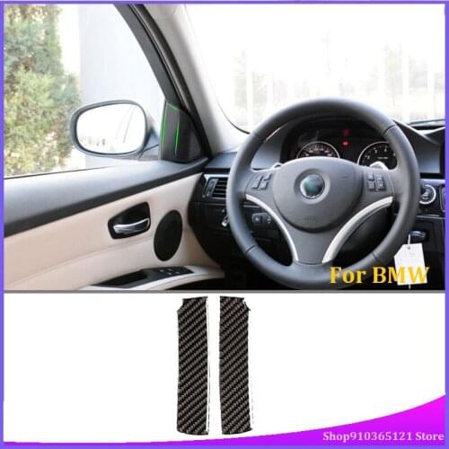 For BMW 3 Series E90 2005-2012 Inner A-Pillar Decorative Strip Protector 2 Pieces Of Real Carbon Fiber (Soft) Car Accessories
