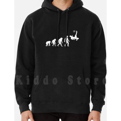Football Evolution From Monkey To Footballer Ball Hoodie Long Sleeve Evolution Ekg Ball Kick Soccer