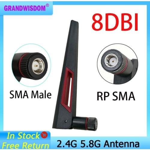 2.4GHz 5GHz 5.8Ghz Antenna real 8dBi RP-SMA Connector Dual Band wifi Antena aerial SMA female wireless router 2.4 ghz 5.8 ghz