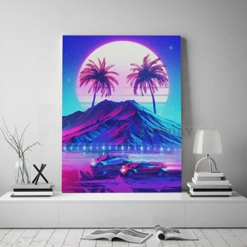 Synthwave Retro Electro Poster Wall Art Canvas for Living Room Home Bedroom Study Dorm Room Art Decoration Prints