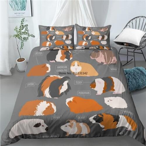 Cute Guinea Pig Pattern Bedding Set 3D Digital Print Children Bedroom Decor Comfortable Quilt Cover Pillowcase AU/EU/ US Sizes