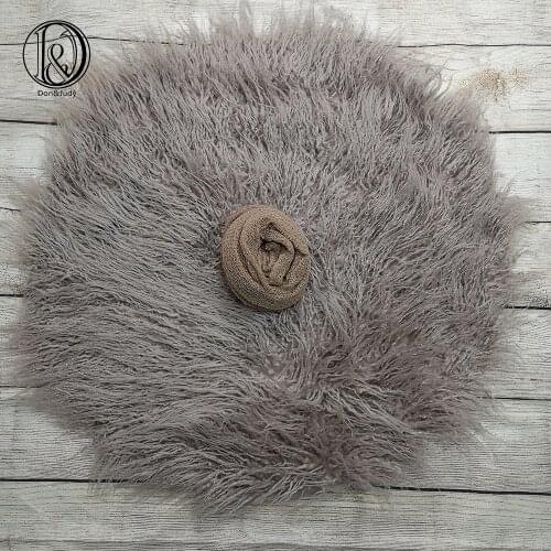 Don&Judy Round Baby Fur Blanket with Matched Wrap Newborn Photo Props Basket Stuffer Filler Photography Accessories Fotografia