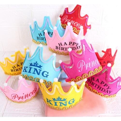 LED Happy Birthday Party King Princess Prince Crown Hats Glow Headband Baby Shower Boy Girl Kids Xmas Decorations Supplies