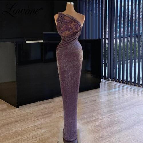 Lowime Custom Made Arabic Party Dress Purple Beaded Mermaid Prom Dresses 2021 Engagement Celebrity Dress Evening Gowns Plus Size