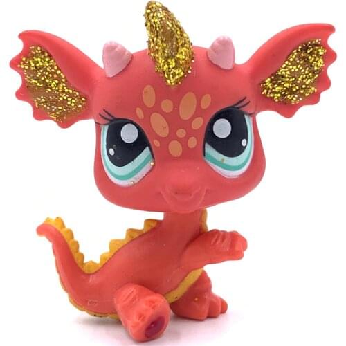 LPS CAT pet shop toys Old original IMAGINAIRES DRAGO #2484 Red Orange pet cute blue eyes DRAGO for girls collection