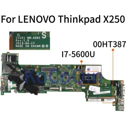 KoCoQin 00HT387 00HT376 00HT383 00HT372 Laptop motherboard For LENOVO Thinkpad X250 SR23V I7-5600U Mainboard VIUX1 NM-A091