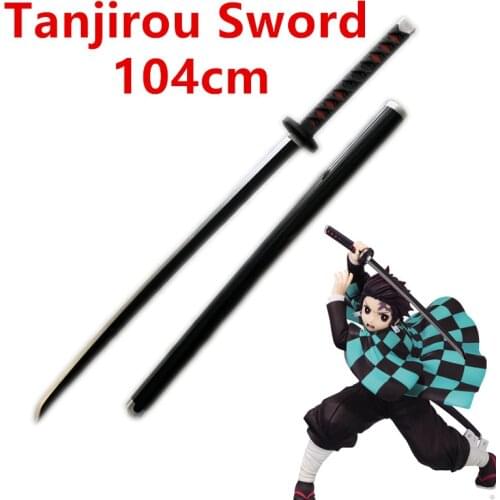 Lover 104cm Sword Weapon Demon Slayer Kimetsu no Yaiba Tanjirou Black Sowrd Cosplay 1:1 Ninja Knife PU Prop Model Gift Decor