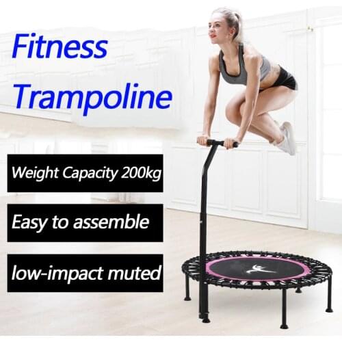 40" Fitness trampoline Silent Mini with Adjustable Handle length Adults Kids indoor GYM Bungee Rebounder Jump Trainer Workout