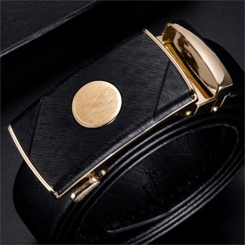 Fashion Men Belt Genuine 100% Leather Black Brand Automatic Buckle Belt Business Casual Cowhide Male Jeans Strap Barry.wang 3.5