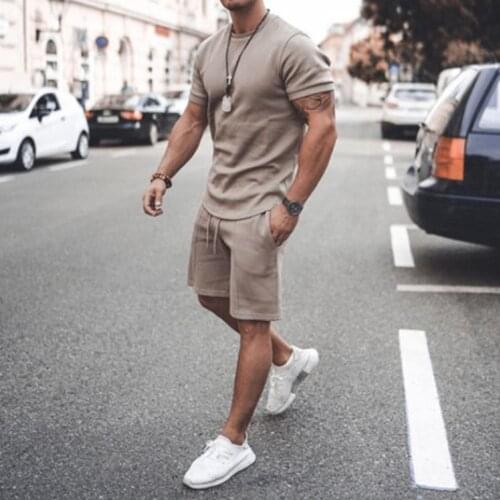 2021 NEW Men Summer Solid Sets Short Sleeve T-Shirt and Shorts Sets Mens Sports Wear Casual Clothing Men Fashion Sweat Suits