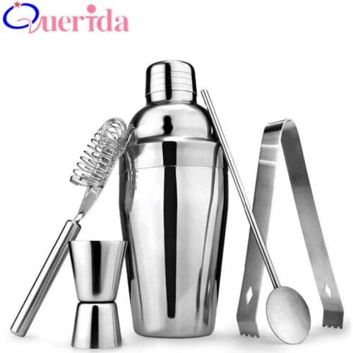 5Pcs/Set Stainless Steel Cocktail Shaker Bar Sets Ice Clip Measuring Cup Filter Practical Bartender Kit Bartender Tool