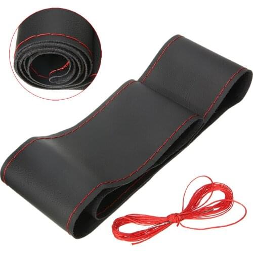 New 38CM 1 Roll Steering Wheel Cover DIY Hand Sewing Microfiber Leather Steering Wheel Cover with Needle Thread Interior Kit
