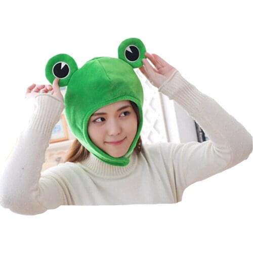 New expression big eyes frog headgear hat plush toy hat stuffed toy cap