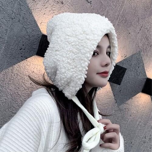 2020 Autumn Winter Women Woolen Blended Caps Hats Cute Fashion Girls Bobmer Ushanka Lace Up Hats